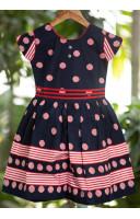 All Over Ball Printed Cotton Kids Dress (KR1194)